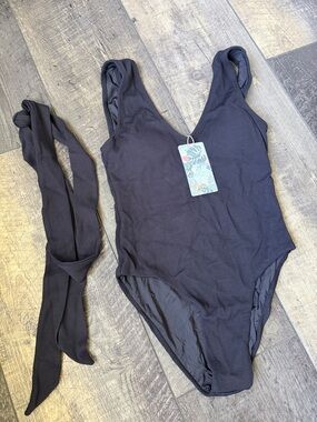 Toluca Black One-Piece Swimsuit with Waist Tie